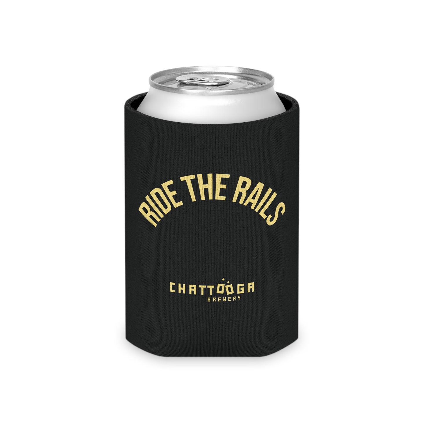 Ride the Rails Can Cooler – Heather Yellow on Black